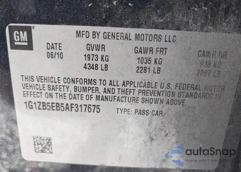 2010 Chevrolet Malibu Ls из США, поврежденный, VIN 1G1ZB5EB5AF317675